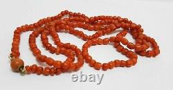 A Fine Antique Natural Red Color Coral Beads Long Necklace