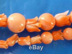 Amazing Natural Color Angel Skin Coral Beaded Necklace 30 6.5mm W Tulip Beads