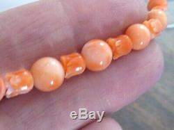 Amazing Natural Color Angel Skin Coral Beaded Necklace 30 6.5mm W Tulip Beads