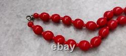 Amazing vintage beads made of red coral, rare small necklace