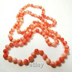 Angel Skin Coral Necklace 31 Hand Knotted Beads