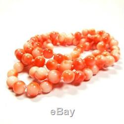Angel Skin Coral Necklace 31 Hand Knotted Beads