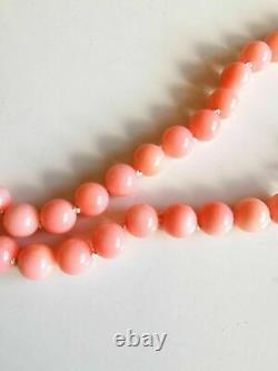 Angel Skin Coral Pink Vintage Natural Salmon Beads Necklace Silver 925 Clasp