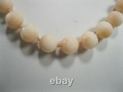 Angel Skin Pink Coral 9mm round bead Necklace 14kt Gold Clasp 18 long