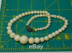 Angel Skin White Coral Graduated Bead strand 14 inch Choker 925 Necklace 3j 61