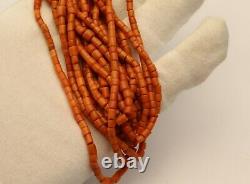 Antique 100 % Natural UNDYED russet sea CORAL beads necklace 55gr