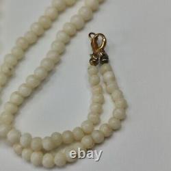 Antique 14k Gold Angel Skin Coral Graduated Bead Necklace