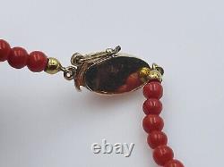 Antique 14k Gold Red Coral Graduated Beaded Necklace
