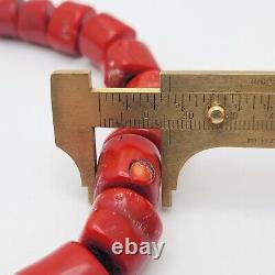 Antique 16 Chunky Natural Deep Red Coral Necklace