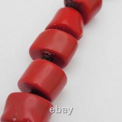 Antique 16 Chunky Natural Deep Red Coral Necklace