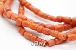 Antique 1920 Italian Coral Beads 48 Inches Long Necklace 61 Grams Rare Antique