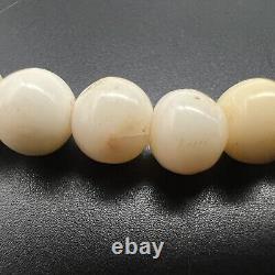 Antique 1920s Angel Skin Coral Graduated Bead 16 Necklace With 14K GF Clasp