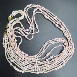Antique 4 Strand Necklace Angel Skin Coral 1920s Long Art Deco