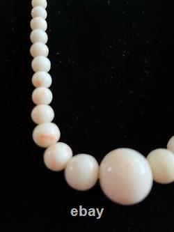 Antique Angel Skin Coral Bead Necklace 15- 49 Grams