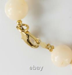 Antique Angel Skin Pink Coral Bead Necklace and Earrings 14k Gold Clasp Mounts