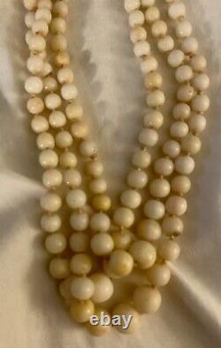 Antique Angleskin Coral Necklace With 14k Gold Clasp & Red Coral Beads Vtg
