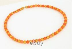 Antique Beautiful 14k Yellow Gold Victorian Red Pink Coral Bead Necklace 17 Gram