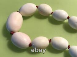 Antique Beautiful Hand Knotted Beads Natural Italian White Angel Coral Necklace