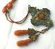 Antique Chinese 19thc Silver & Coral Seed Beads Kingfisher Court Necklace Asis