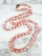 Antique Chinese Carved Natural Pink Angel Skin Coral Graduated Bead Necklace