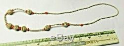 Antique Chinese Carved Necklace with Bovine bone Beads Natural Coral Beads