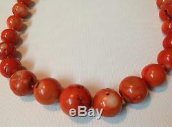 Antique Chinese Natural coral salmon color Bead 185 gram necklace (m1108)