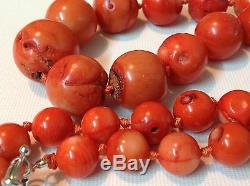 Antique Chinese Natural coral salmon color Bead 185 gram necklace (m1108)
