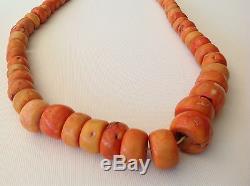 Antique Chinese Natural coral salmon color Bead 290 gram necklace (m1117)