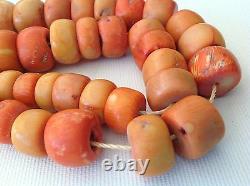 Antique Chinese Natural coral salmon color Bead 290 gram necklace (m1117)