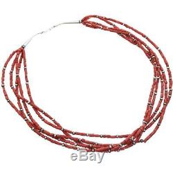 Antique Coral Bead Necklace Navajo Natural Mediterranean 160G OLD PAWN