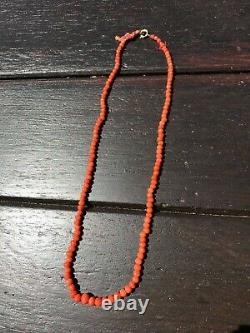 Antique Coral Bead Necklace with gold clasp