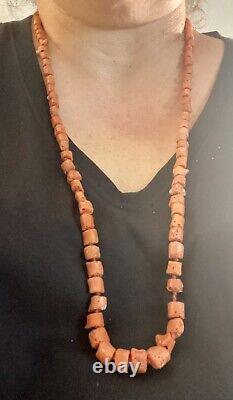 Antique Coral Beaded Necklace Vintage 31