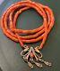 Antique Coral Beads Natural Undyed Necklace Vintage Sterling Silver