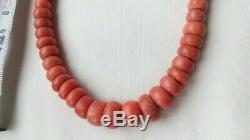 Antique Coral Beads Natural Undyed Ukrainian Necklace 73 g