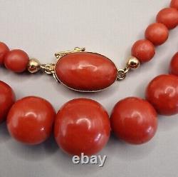 Antique Coral Beads Necklace 100% natural Victorian Superb Quality
