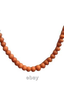 Antique Coral Necklace 14 K Clasp Bead Salmon Coral