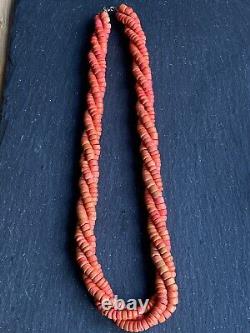 Antique Coral Triple Strand Necklace