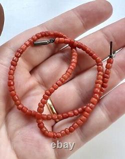 Antique Corallium Rubrum Red Orange Salmon Precious Coral Beads for Repurpose
