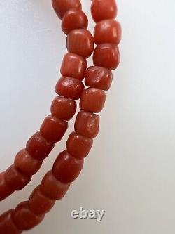 Antique Corallium Rubrum Red Orange Salmon Precious Coral Beads for Repurpose