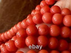 Antique EXCELLENTcond natural NO dye red round coral beads necklace earrings