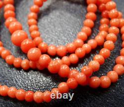 Antique Edwardian 9ct GOLD clasp real CORAL bead pink 16.5 necklace -Z111