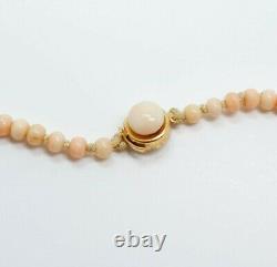 Antique French 14K Gold Pink Angelskin Coral Graduated Bead Strand Necklace