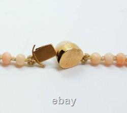 Antique French 14K Gold Pink Angelskin Coral Graduated Bead Strand Necklace