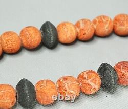 Antique Genuine Pink Red Salmon Sponge Coral Beaded Necklace 16mm Beads