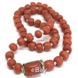 Antique Georgian 15ct gold coral bead natural large necklace