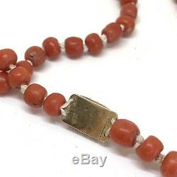 Antique Georgian 15ct gold coral bead natural large necklace