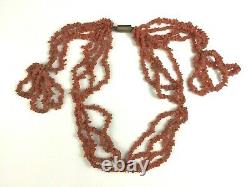 Antique Georgian Period Multiple Strand Red Coral Bead Necklace c. 1810