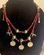 Antique Guatemalan Chachal Necklace With Real Silver Coins C 1910-1912 Coral