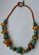 Antique Himalayan Tibetan Necklace With Large Turquoise Red Coral Beads