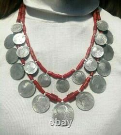 Antique Hutsul necklace silver beads corals coins national ukrainian zgardyrar